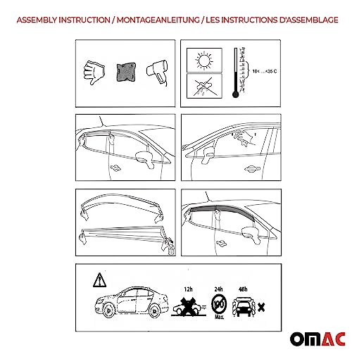 Window Visor Vent Rain Guard Deflector for Mercedes Metris 2016 (2 Count)