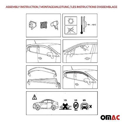 Window Visor Vent Rain Guard Deflector for Mercedes Metris 2016 (2 Count)