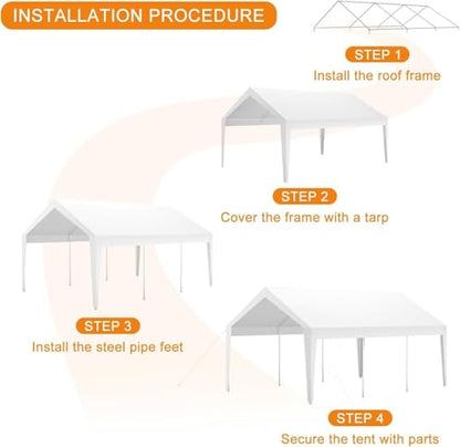 10x20ft Metal Carport with Leg Wrap