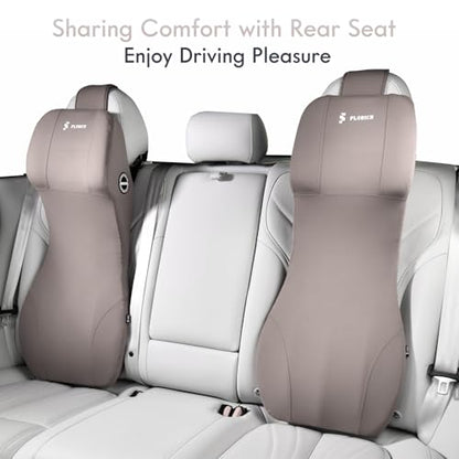 Lumbar Support Pillow and Car Neck Pillow Memory Foam Integrated Lumbar Support Cushion with Headrest Pillow Ergonomic Car Seat Back Support for Head Waist Support Sciatica Pain Relief