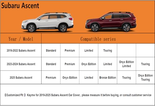 6 Layers Waterproof SUV Car Cover for Subaru Ascent 2018