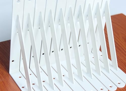 20 Pack L8 x H 6" White Heavy Duty Shelf Brackets with Screws Metal Shelf Brackets Shelf Support Angle Brackets for Shelves L Brackets Heavy Duty Floating Shelf (20 Count)