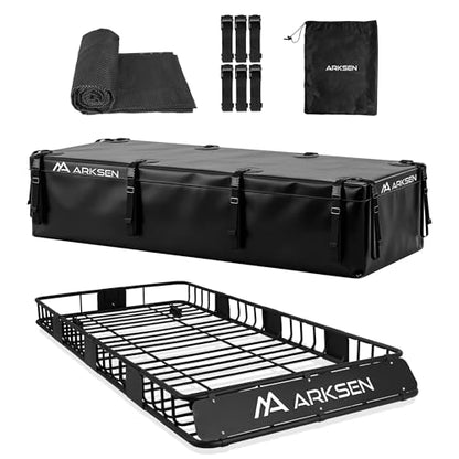 84" x 39" x 6" Roof Rack Basket with Extension&Waterproof Bag