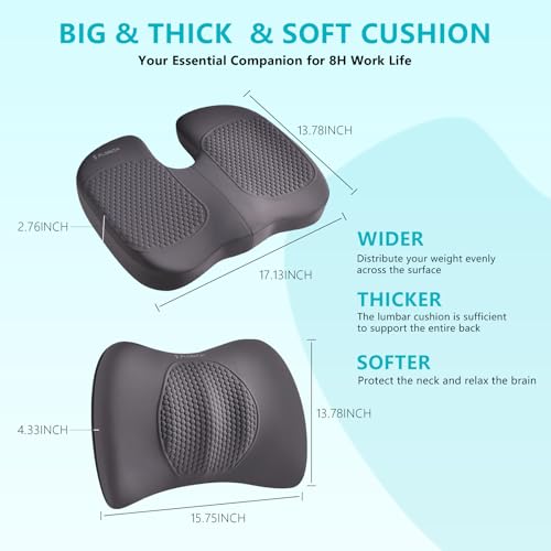 Car Seat Cushion and Back Support for Office Chair Memory Foam Chair Cushions Pressure Relief Seat Pads with Gel Massage Point Lumbar Support Relief Sciatica & Tailbone