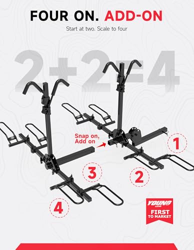 Young 4 Bike Rack Hitch Mount Platform Style Carrier for Cars Trucks SUVs Minivans with 2" Hitch Receiver