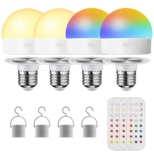E26 Magnetic Rechargeable Light Bulbs with Remote (4 Count)