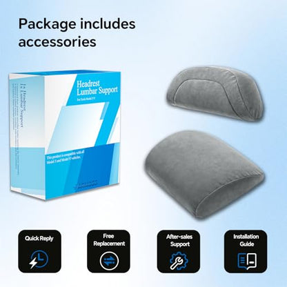 Car Headrest Pillow & Lumbar Support Pillow Set for Tesla Model 3