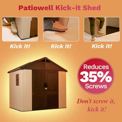 8x6 FT Resin Outdoor Storage Shed with Floor