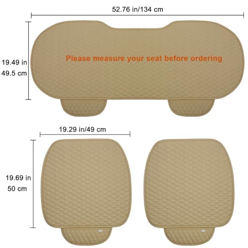 Pu Leather Car Seat Bottom Covers Protectors Include 1 Pair Front Driver Seat Pad Mat and 1 Rear Bench Cover Universal Fit 90% Vehicles