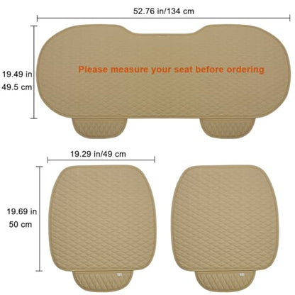 Pu Leather Car Seat Bottom Covers Protectors Include 1 Pair Front Driver Seat Pad Mat and 1 Rear Bench Cover Universal Fit 90% Vehicles
