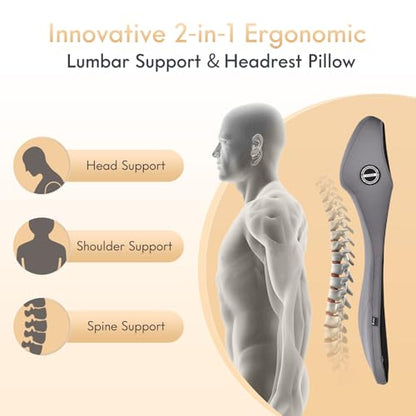 Memory Foam Car Seat Cushion and Lumbar Support Headrest Pillow Ergonomic 2