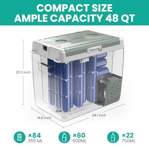 GC50 Electric Cooler for Car Refrigerator 12 Volt Car Camping Fridge 48 Quart Portable Freezer for Truck SUV RV Van Camper