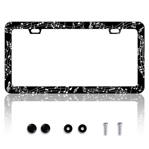 Music Notes License Plate Frame Sheet Music Stainless Steel 6x12 Inch 2Hole
