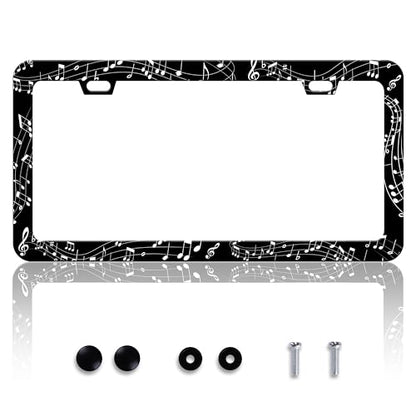 Music Notes License Plate Frame Sheet Music Stainless Steel 6x12 Inch 2Hole