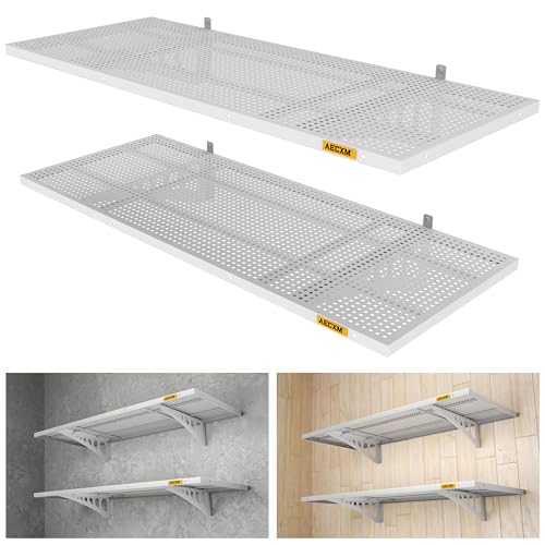 2 Pack 1.64x4ft Adjustable Garage Wall Shelving 560lbs Load Capacity Heavy Duty Wall Mounted Storage Shelf Metal Floating Shelves for Garage (2 Count)