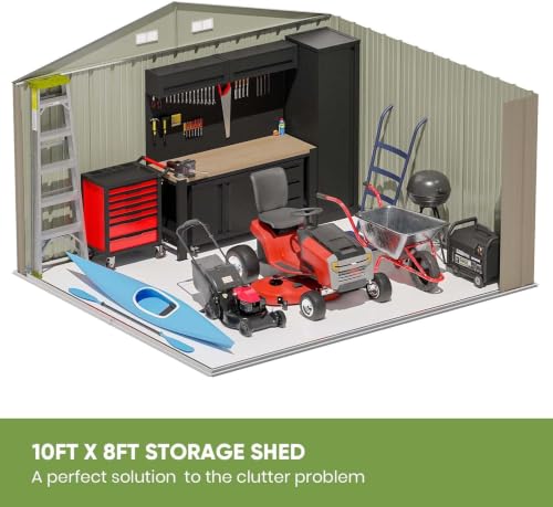 10x8 FT Outdoor Storage Shed with Floor Frame