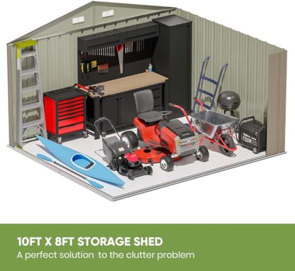 10x8 FT Outdoor Storage Shed with Floor Frame