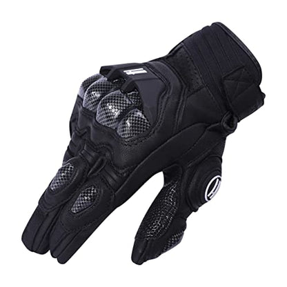 Mens Leather Motorbike Gloves KM046 Black S