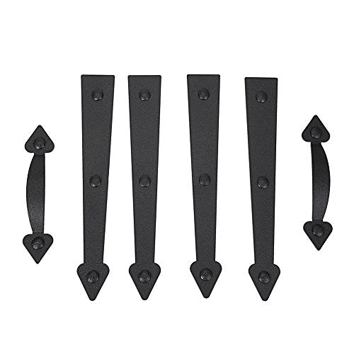 Magnetic Decorative Garage Door Curb Appeal Faux Hinges Handles Hardware Kit Color Black (4 Count)