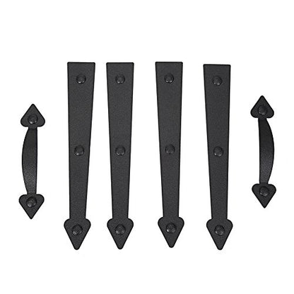 Magnetic Decorative Garage Door Curb Appeal Faux Hinges Handles Hardware Kit Color Black (4 Count)
