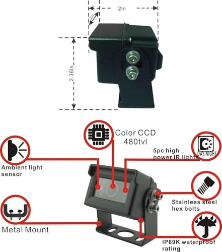 AHD 1080P Wired Reverse Rear View Backup Camera System
