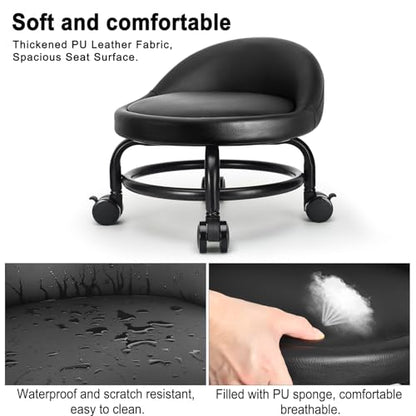 Rolling Stool with Backrest Low Height Rolling Stools
