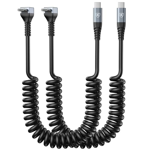 90 Degree Coiled USB C to C Cable for Car 6FT (2 Count)