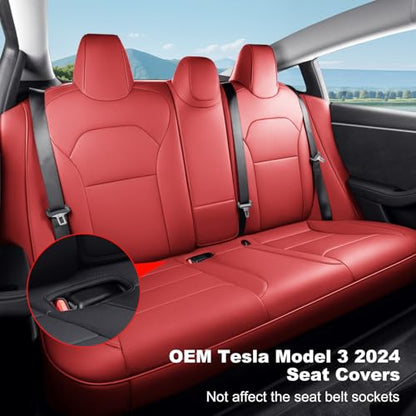 2024 2025 Tesla Model 3 Highland Upgraded Car Seat Covers Nappa Leather Car Interior Airbag Compatible Cushion Cover Full Set Custom Fit Model 3