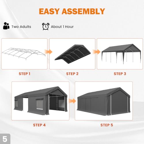 13x24 FT Carport with Removable Divider