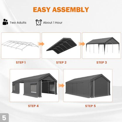 13x24 FT Carport with Removable Divider