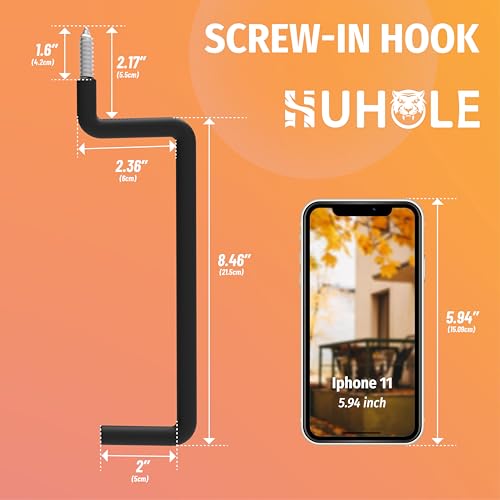 4 Pack 8.46 Inch Screw in Ladder Hooks for Garage Wall (4 Count)