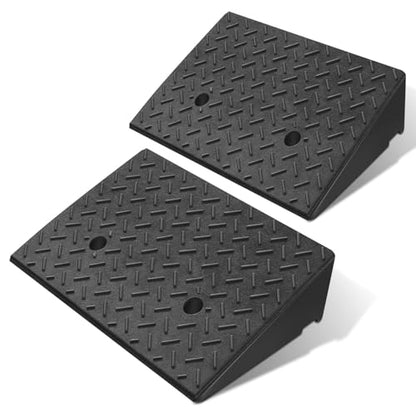 2pcs 5.3" Rise Rubber Curb Ramp Heavy Duty Loading Driveway Ramp Threshold Ramp 19.5" W x 13.6" D x 5.3" H for Loading Dock