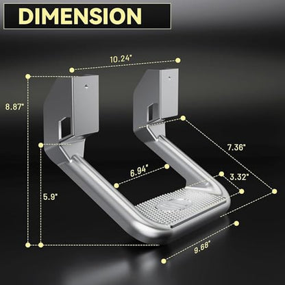 Pair Aluminum Side Step Compatible with Chevy Chevrolet GMC Ford Dodge Toyota Nissan Jeep Isuzu Mitsubishi Mazda Pickups & Trucks 2PCs Polishing Silvery (2 Count)