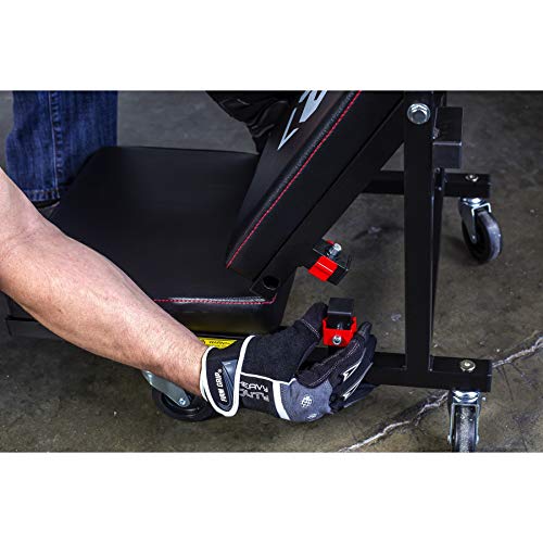 2-in-1 Rolling Creeper Seat Converts from High to Low Roller Seat, Fast, Tool-Free Conversion, Garage, Shop, Brake Jobs, Washing, Detailing, Maintenance, Thick Pad, 3-in. Casters - 240298