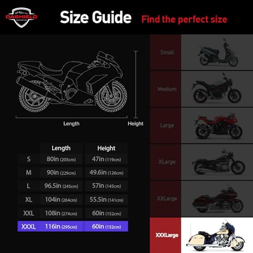 Ultimum Series Motorcycle Cover Waterproof All Weather Protection Universal Heavy Duty Night Reflector with Lock