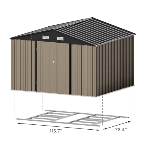 10x8 FT Outdoor Storage Shed with Floor Frame