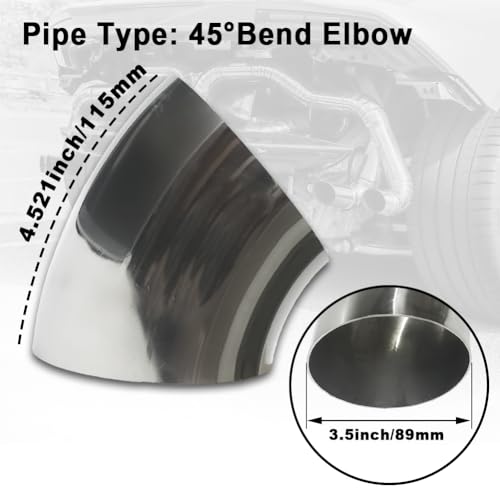 OD 3.5 inch 45 degree exhaust elbow Pipe
