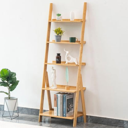 Bamboo Ladder Shelf Bookcase