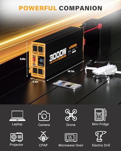 3000W Pure Sine Wave Inverter 24V DC to 110V 120V AC Converter for RV Truck Home Off