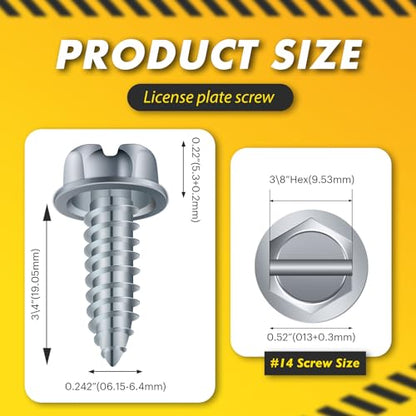 Upgraded】 100 Pcs License Plate Mounting Screws for Car Dealers #14 x 3 (100 Count)
