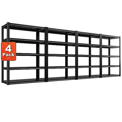 Garage Shelving 48.2" W Storage Shelves 3000LBS Metal Shelving Heavy Duty Adjustable Metal Shelf 5 Tier Pantry Shelves for Basement Warehouse Supermarket 72.2" H x 24.2" D x 48.2" W (4 Count)