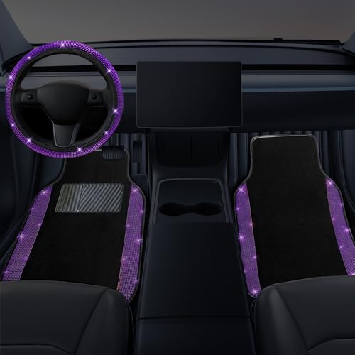 Bling Car Floor Mats Full Set and Steering Wheel Cover