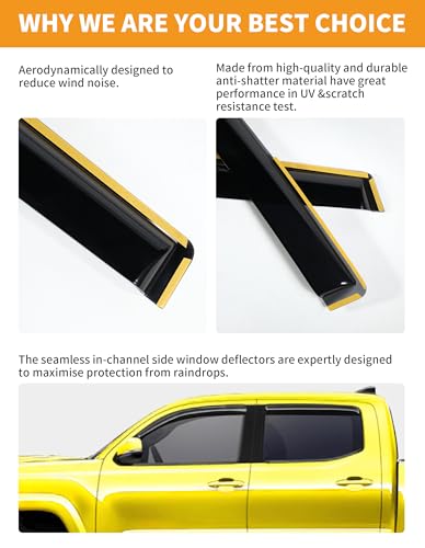 in Channel Window Visors Rain Guards for Toyota Tacoma 2016