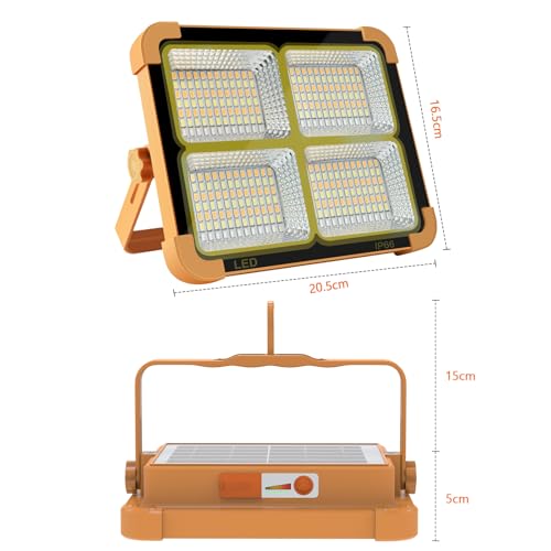 Portable LED Work Solar Light 100W 16500mAh 10000 LM with Stepless Brightness Job Site Battery Rechargeable LED Floor Light for Emergency Worklight for Hurricane