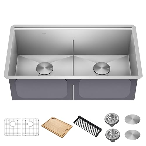 Stainless Steel 33 in Double Bowl Undermount Sink KWU112