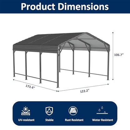 10x15 FT Metal Carport Canopy with Reinforced Base