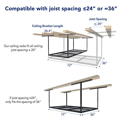 3x6 Overhead Garage Storage Adjustable Ceiling Rack