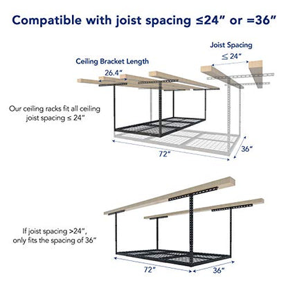 3x6 Overhead Garage Storage Adjustable Ceiling Rack