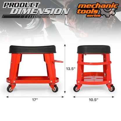 Heavy Duty Garage Rolling Work Seat 300LBS Capacity Mechanics Stool with Wheels