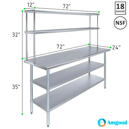 Stainless Steel Work Table with 2 Shelves